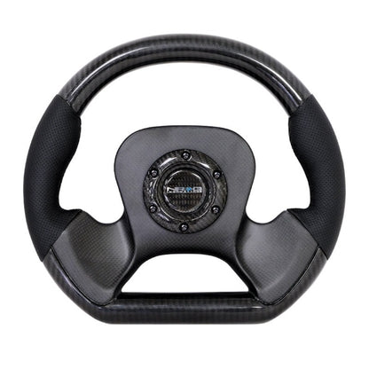 NRG Carbon Fiber Steering Wheel | 320mm CF Center Plate & Two-Tone Carbon w/Leather Trim Handles - JDMuscleSteering Wheel Components171422