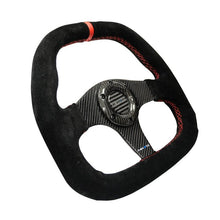 NRG Carbon Fiber Steering Wheel | 320mm Flat Btm. Blk Suede/Red Stitch w/CF Spokes & Red Center Mark - JDMuscleSteering Wheels171420