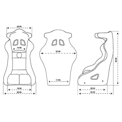 NRG FIA Competition Seat w/Competition Fabric & FIA Homologated Head Containment - JDMuscleSeatsnrgFRP-RS600