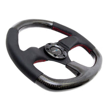 NRG Carbon Fiber Steering Wheel | 320mm Flat Bottom & Leather Trim w/Red Stitching - JDMuscleSteering Wheel Components171428