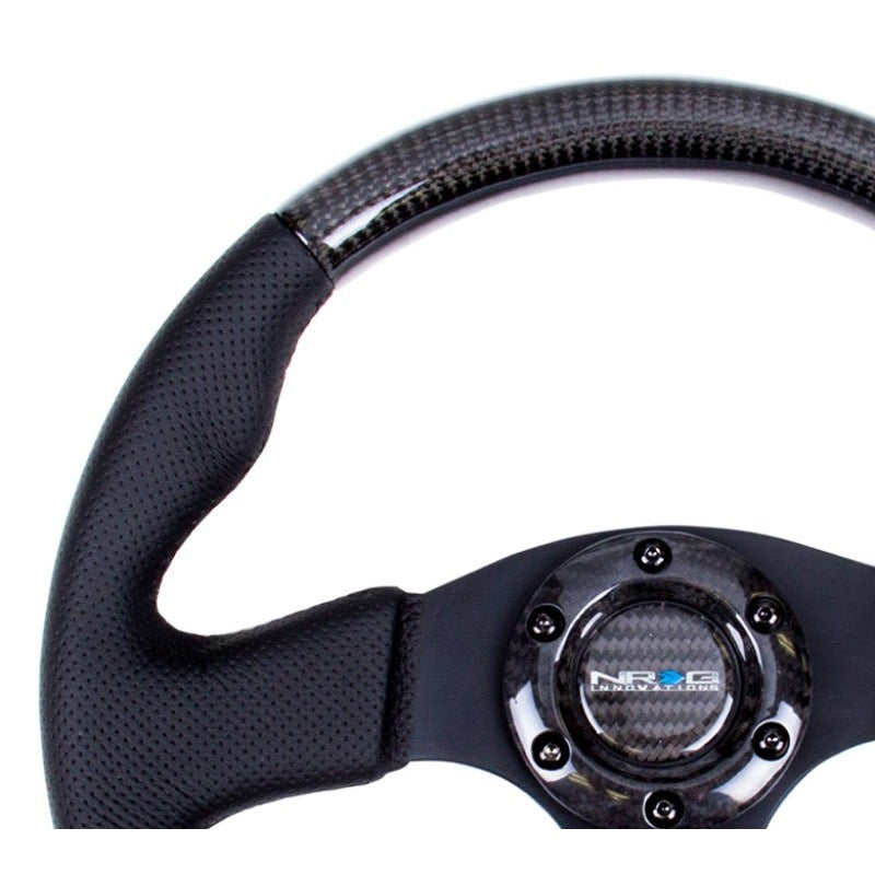 NRG Carbon Fiber Steering Wheel | 315mm Leather Trim w/Black Stitching - JDMuscleSteering Wheel Components171434