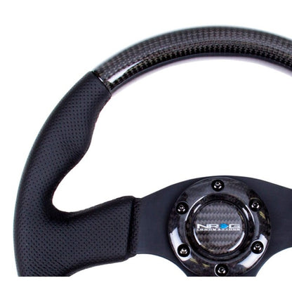 NRG Carbon Fiber Steering Wheel | 315mm Leather Trim w/Black Stitching - JDMuscleSteering Wheel Components171434