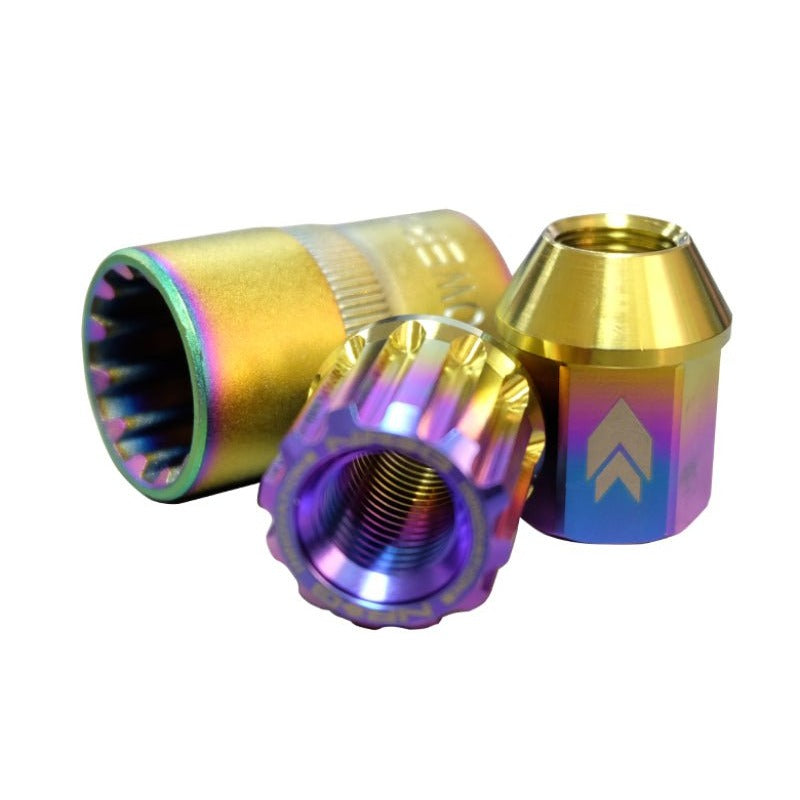 NRG 200 Series M12 X 1.5 Titanium Lug Nut Set - 21 Pc w/Lock Key Socket - Neochrome - JDMuscleLug NutsnrgLN-T200MC-21