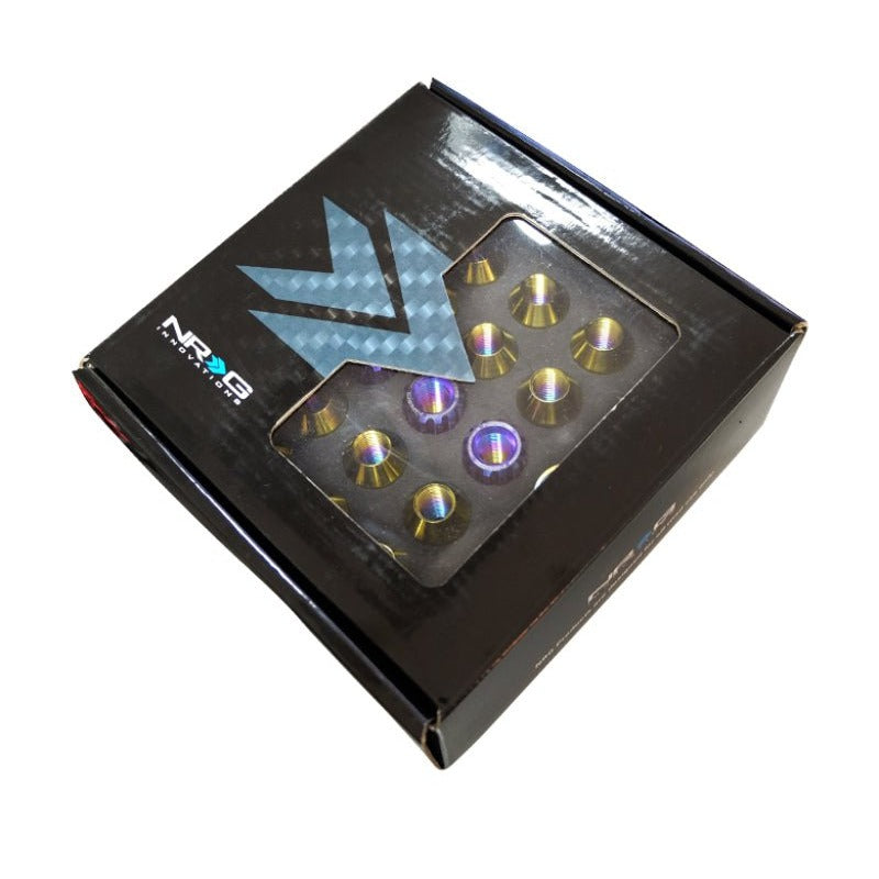 NRG 200 Series M12 X 1.5 Titanium Lug Nut Set - 21 Pc w/Lock Key Socket - Neochrome - JDMuscleLug NutsnrgLN-T200MC-21