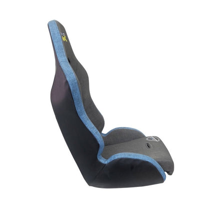 NRG Defender Seat/ Water Resistant Steel Frame Suspension - Gray w/ Blue Trim w/ Defender Logo - JDMuscleSeatsnrgDF-100GY-S