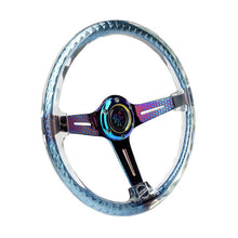 NRG Reinforced Steering Wheel | 350mm/2in. Deep Clear Acrylic Steering wheel w/Slits - Clr./Geo.Chr. - JDMuscleSteering Wheels416009