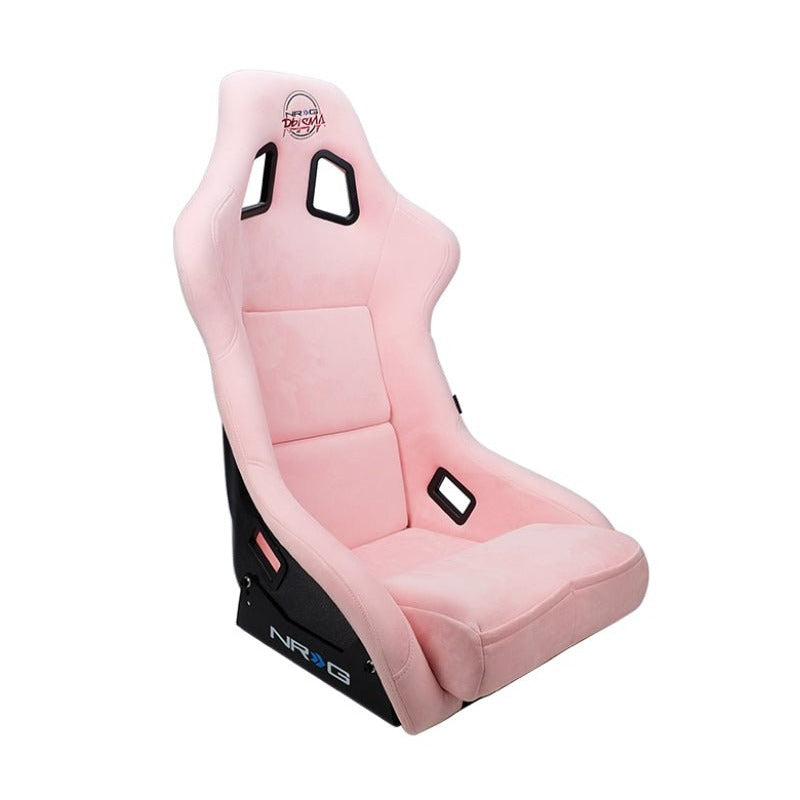 NRG FRP Bucket Seat PRISMA Edition W/ pearlized Back Pink Alcantara - Large - JDMuscleSeats322241