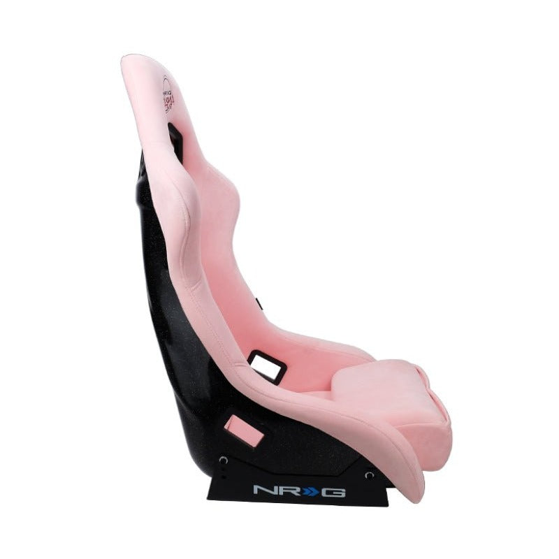 NRG FRP Bucket Seat PRISMA Edition W/ pearlized Back Pink Alcantara - Large - JDMuscleSeats322241