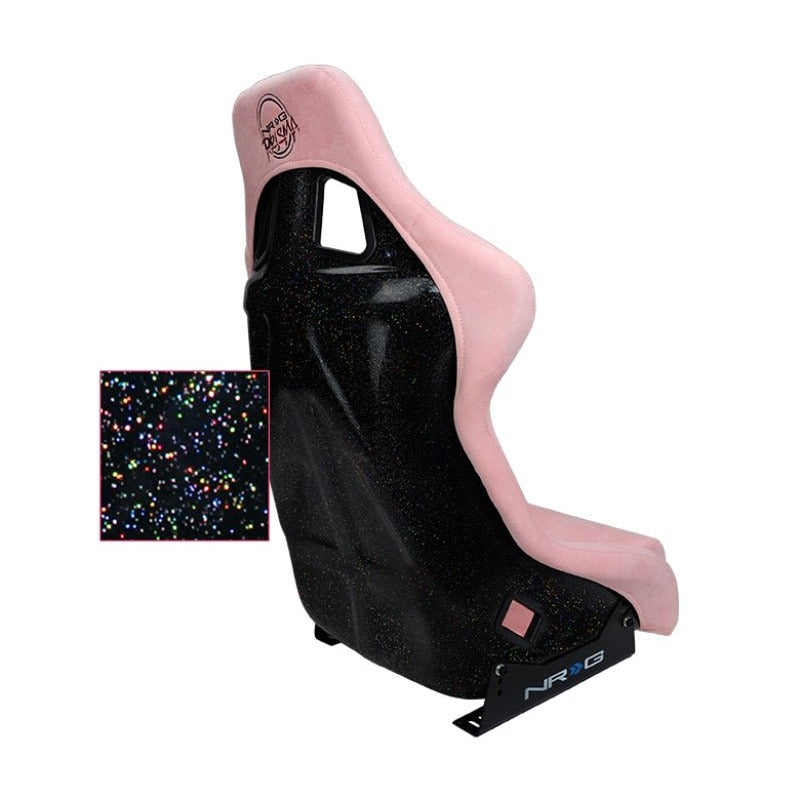 NRG FRP Bucket Seat PRISMA Edition W/ pearlized Back Pink Alcantara - Large - JDMuscleSeats322241