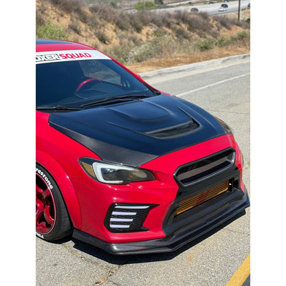 JDMuscle [15-21 WRX/STI w/ FMIC] Carbon Fiber Hood V3 Scoopless - JDMuscleHoodsJDM-WRX15-HD3CK12K Checkered