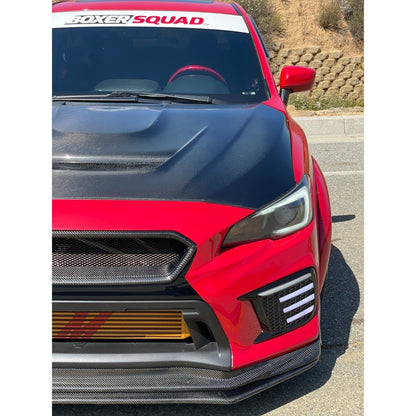 JDMuscle [15-21 WRX/STI w/ FMIC] Carbon Fiber Hood V3 Scoopless - JDMuscleHoodsJDM-WRX15-HD3CK12K Checkered