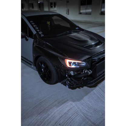 JDMuscle [15-21 WRX/STI w/ FMIC] Carbon Fiber Hood V3 Scoopless - JDMuscleHoodsJDM-WRX15-HD3CK12K Checkered