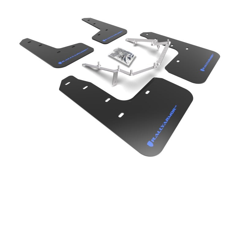 Rally Armor back Black Mud Flap Blue Logo Honda Civic LX / EX / EX-L Hatch 2017-21 | MF71-UR-BLK/BL - JDMuscleMudflapsralMF71-UR-BLK/BL