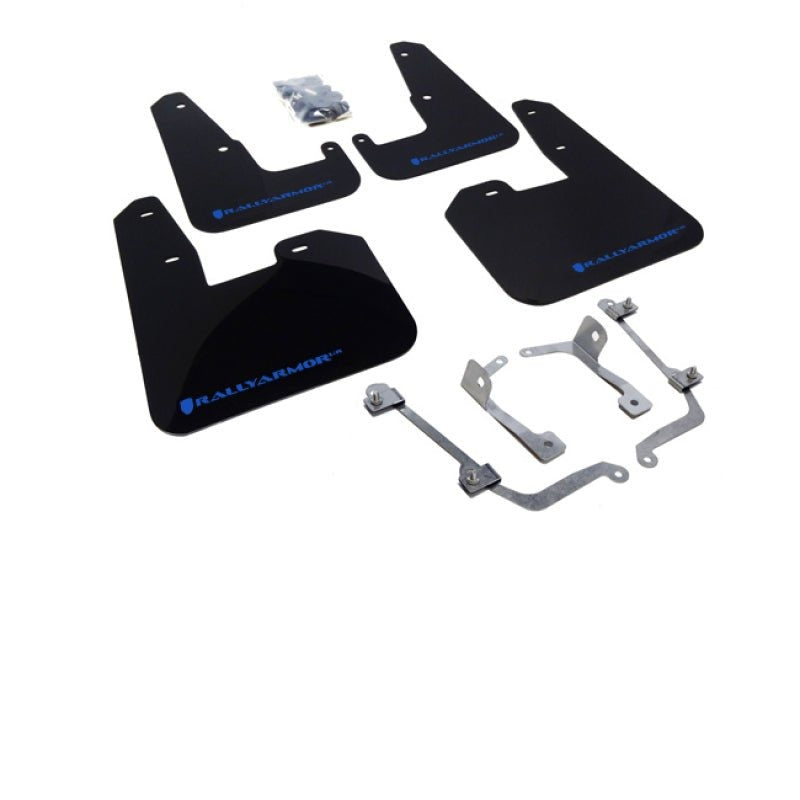Rally Armor [08-14 STI Hatchback, 11-14 WRX Hatchback] V2 UR Black Mud Flap w/ Blue Logo - JDMuscleMudflapsralMF15-UR-BLK/BL