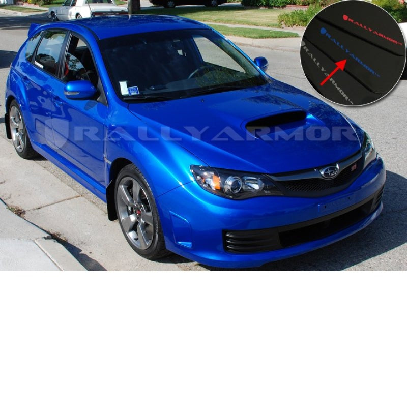 Rally Armor [08-14 STI Hatchback, 11-14 WRX Hatchback] V2 UR Black Mud Flap w/ Blue Logo - JDMuscleMudflapsralMF15-UR-BLK/BL