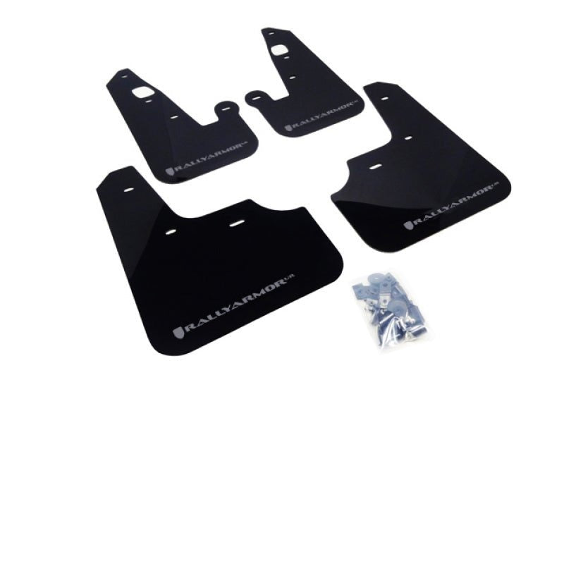 Rally Armor UR Black Mud Flap w/ Silver Logo Mitsubishi Lancer 2007-2017 | MF8-UR-BLK/SIL - JDMuscleMudflapsralMF8-UR-BLK/SIL