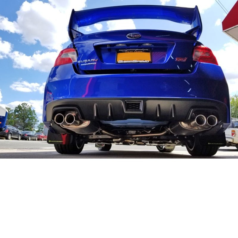 Rally Armor [15-21 WRX/STI] Black UR Mud Flap w/Green Logo - JDMuscleMudflapsralMF32-UR-BLK/CGN