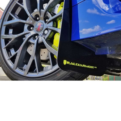 Rally Armor [15-21 WRX/STI] Black UR Mud Flap w/Green Logo - JDMuscleMudflapsralMF32-UR-BLK/CGN