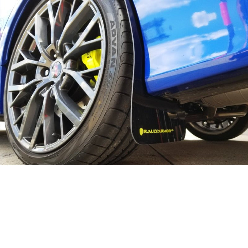 Rally Armor [15-21 WRX/STI] Black UR Mud Flap w/Green Logo - JDMuscleMudflapsralMF32-UR-BLK/CGN