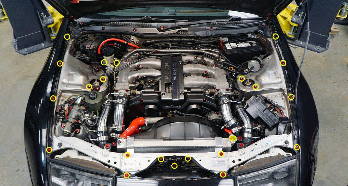 Stage 1 Titanium Hardware Engine Bay Kit - Nissan 300ZX (1990 - 1999) - JDMuscleHardware KitsNIS-060-Ti-BLUBlue