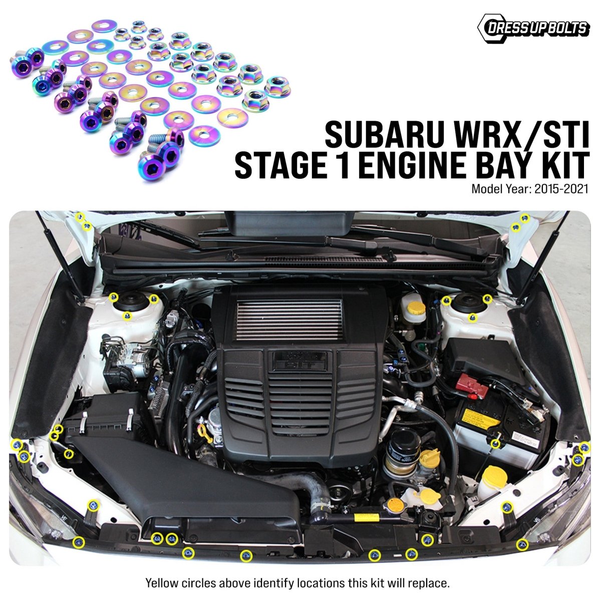 Stage 1 Titanium Hardware Engine Bay Kit - Subaru WRX/STI (2015 - 2021) - JDMuscleHardware KitsSUB-009-Ti-TBCosmic Burn