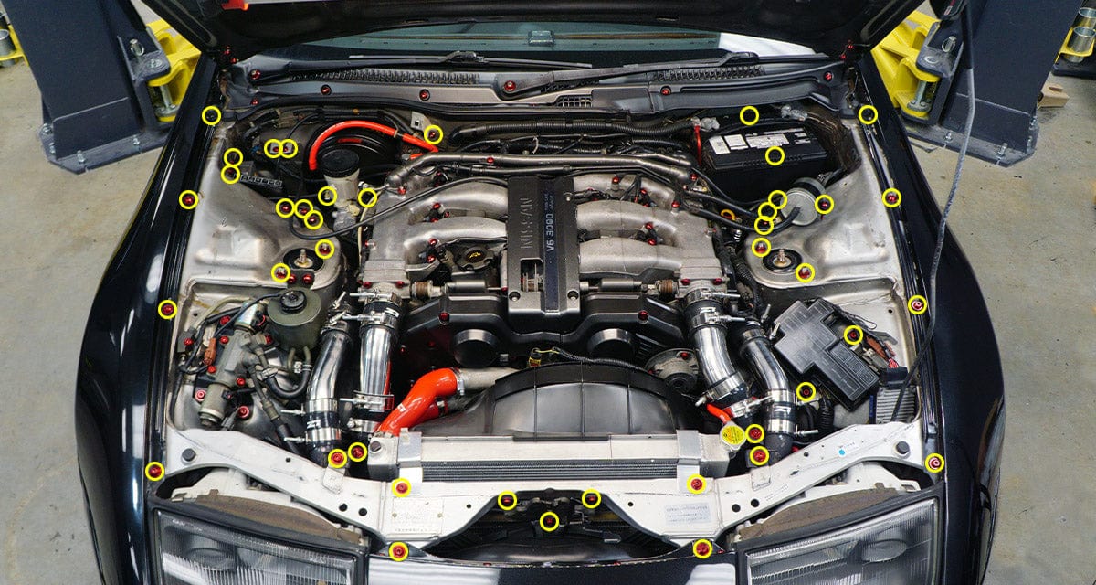 Stage 2 Titanium Hardware Engine Bay Kit - Nissan 300ZX (1990 - 1999) - JDMuscleHardware KitsNIS-061-Ti-GLDGold