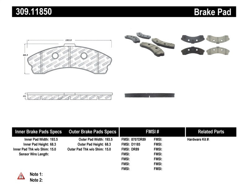StopTech Performance Front Brake Pads for 2006 - 2013 Chevrolet Corvette Z06 | sto309.11850 - JDMuscleSPK271036