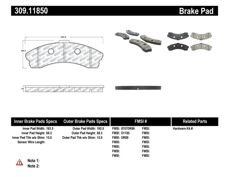 StopTech Performance Front Brake Pads for 2006 - 2013 Chevrolet Corvette Z06 | sto309.11850 - JDMuscleSPK271036
