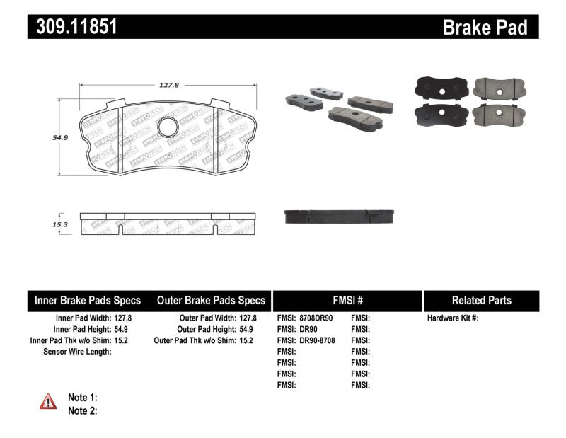 StopTech Performance Rear Brake Pads for 2006 - 2013 Chevrolet Corvette Z06 | sto309.11851 - JDMuscleSPK271033