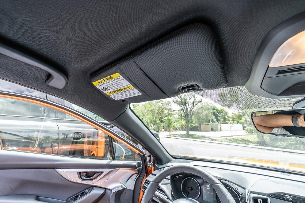 Sun Visor Warning Overlays fits 2022+ WRX / BRZ - JDMuscleInterior - Vinyl22WRXUNV-MBBlack (Matte)