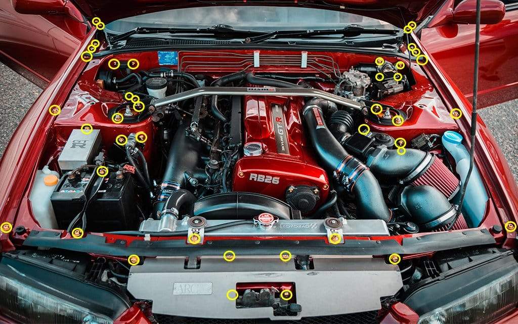 Titanium Hardware Engine Bay Kit - Nissan Skyline GT - R (R32) - JDMuscleHardware KitsNIS-028-Ti-GLDGold