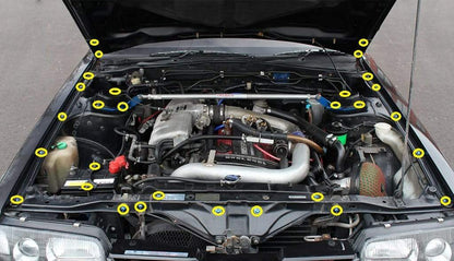 Titanium Hardware Engine Bay Kit - Nissan Skyline GTS - R (R31) - JDMuscleHardware KitsNIS-040-Ti-POLPolished