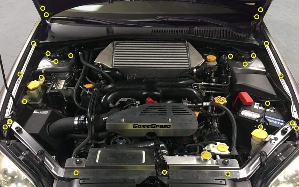 Titanium Hardware Engine Bay Kit - Subaru Legacy/GT (2005 - 2009) - JDMuscleHardware KitsSUB-002-Ti-PRPPurple