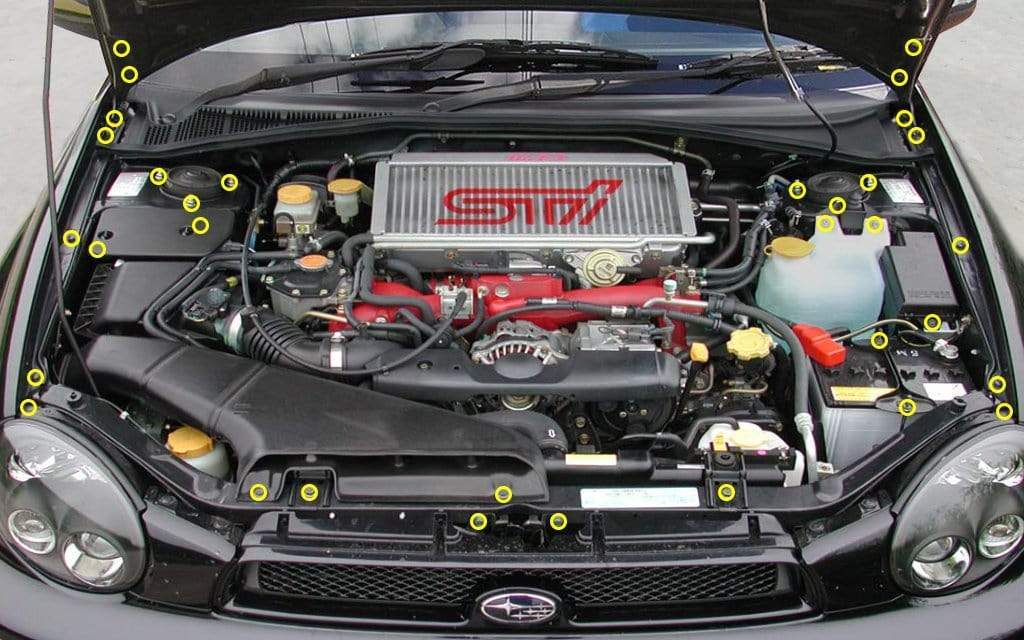 Titanium Hardware Engine Bay Kit - Subaru WRX/STI (2002 - 2003) - JDMuscleHardware KitsSUB-011-Ti-BLKBlack
