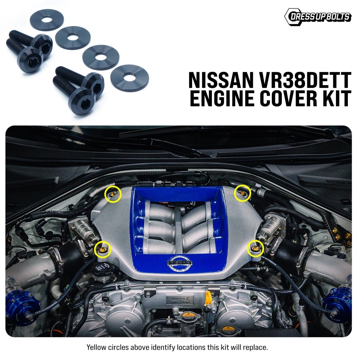 Titanium Hardware Engine Cover Kit - Nissan VR38DETT Engine - JDMuscleHardware KitsNIS-039-Ti-BLKBlack