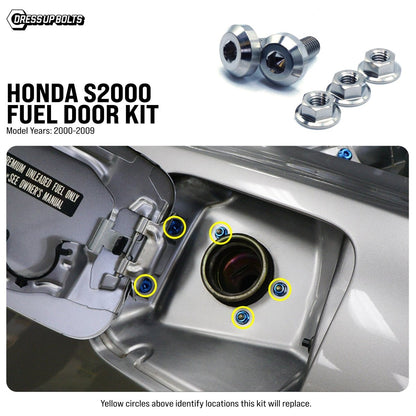 Titanium Hardware Fuel Door Kit - Honda S2000 (2000 - 2009) - JDMuscleHardware KitsHON-046-Ti-POLPolished