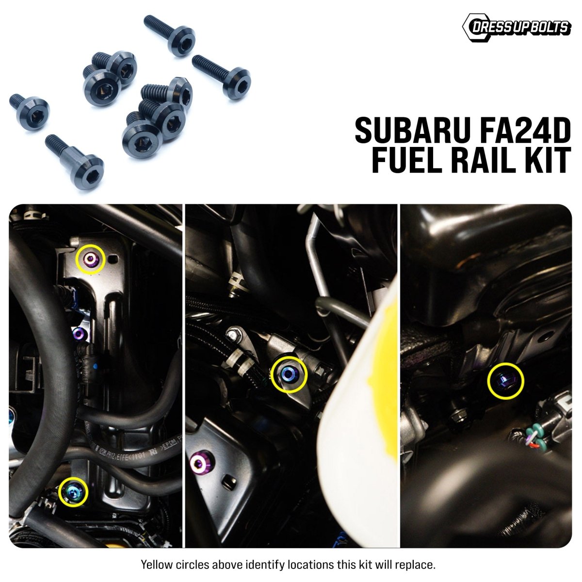 Titanium Hardware Fuel Rail Cover Kit - Subaru FA24D Engine - JDMuscleHardware KitsSUB-035-Ti-BLKBlack