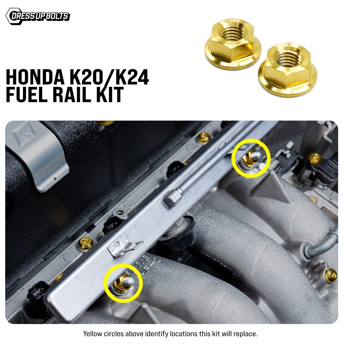 Titanium Hardware Fuel Rail Kit - Honda K20/K24 - JDMuscleHardware KitsHON-087-Ti-GLDGold
