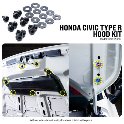 Titanium Hardware Hood Kit - Honda Civic Type R (2023+) - JDMuscleHardware KitsHON-094-Ti-BLKBlack