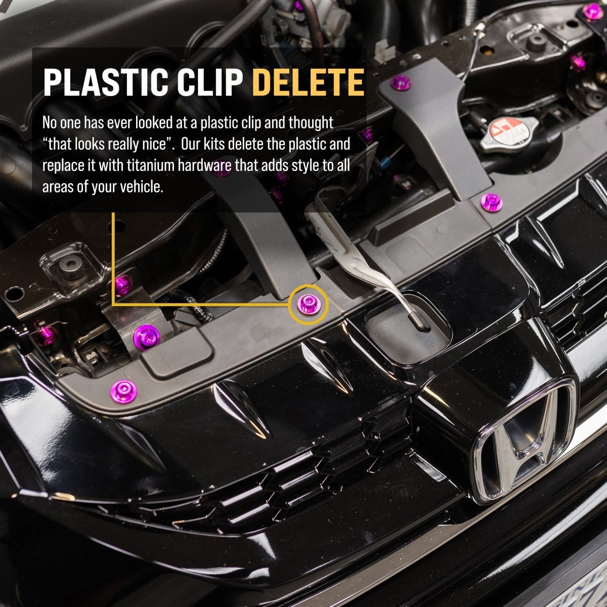Titanium Hardware Plastic Clip Delete Kit - Honda Civic Si (2012 - 2015) - JDMuscleHardware KitsHON-077-Ti-GLDGold