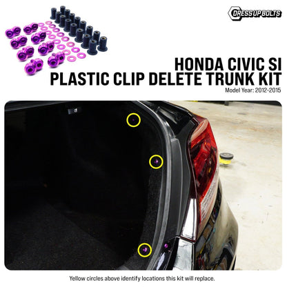 Titanium Hardware Plastic Clip Delete Trunk Kit - Honda Civic Si (2012 - 2015) - JDMuscleHardware KitsHON-083-Ti-PRPPurple