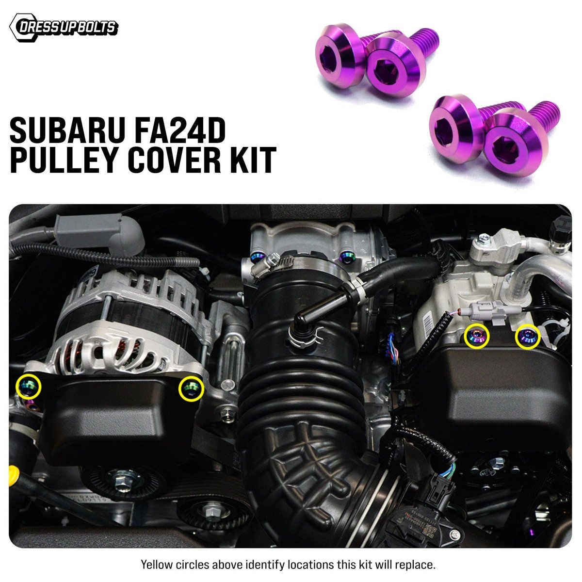 Titanium Hardware Pulley Cover Kit - Subaru FA20D/FA24D Engine - JDMuscleHardware KitsSUB-031-Ti-PRPPurple