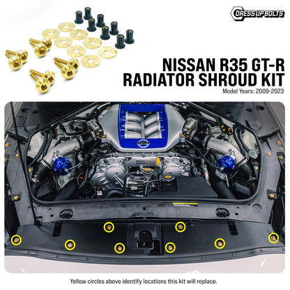 Titanium Hardware Radiator Shroud Kit - Nissan R35 GT - R (2009 - 2023) - JDMuscleHardware KitsNIS-041-Ti-GLDGold