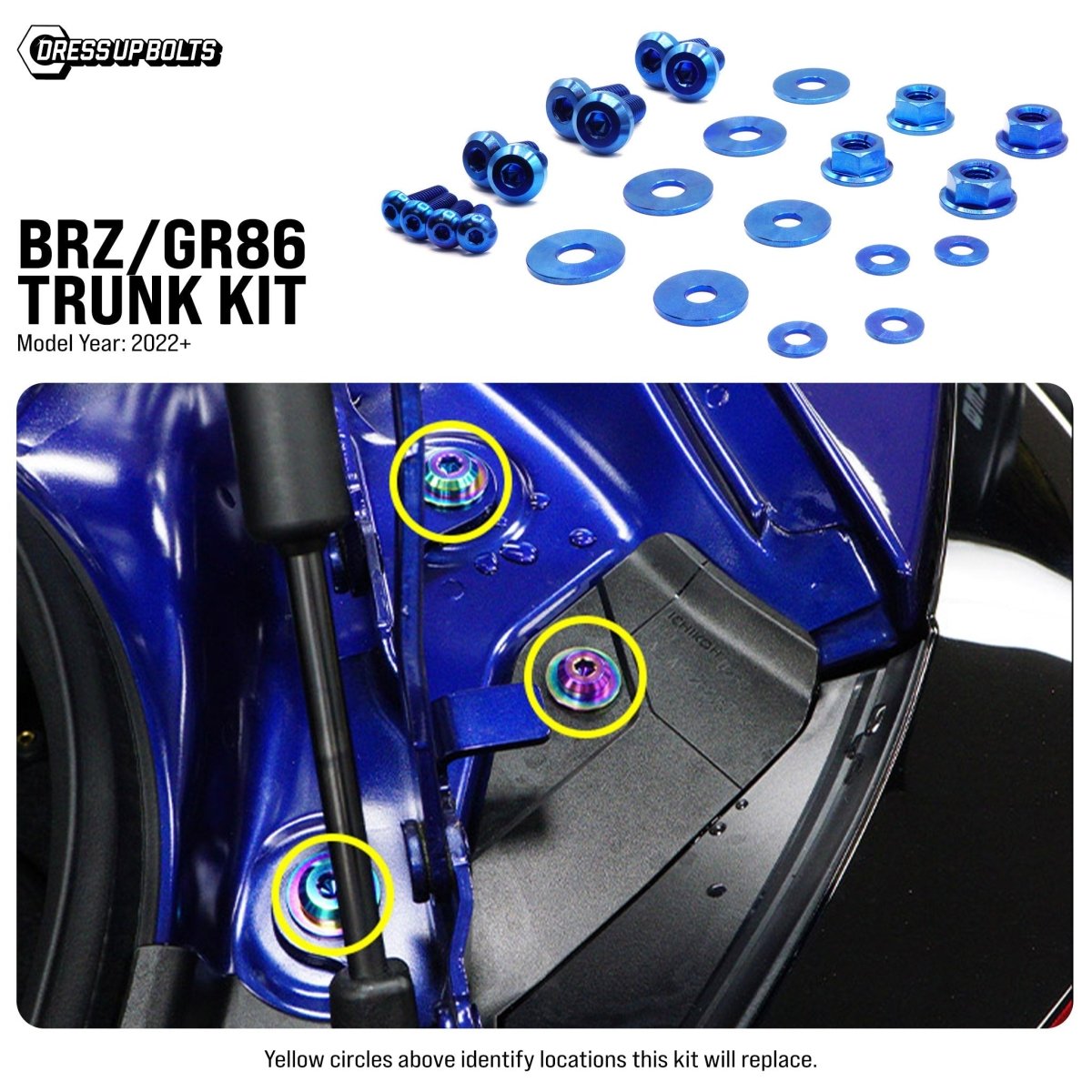 Titanium Hardware Trunk Kit - Toyota GR86/Subaru BRZ (2022+) - JDMuscleHardware KitsTOY-047-Ti-BLUBlue
