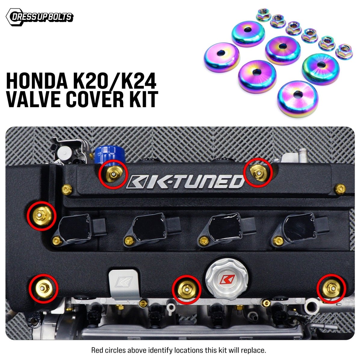 Titanium Hardware Valve Cover Kit - Honda K20/K24 - JDMuscleHardware KitsHON-084-Ti-TBCosmic BurnNo