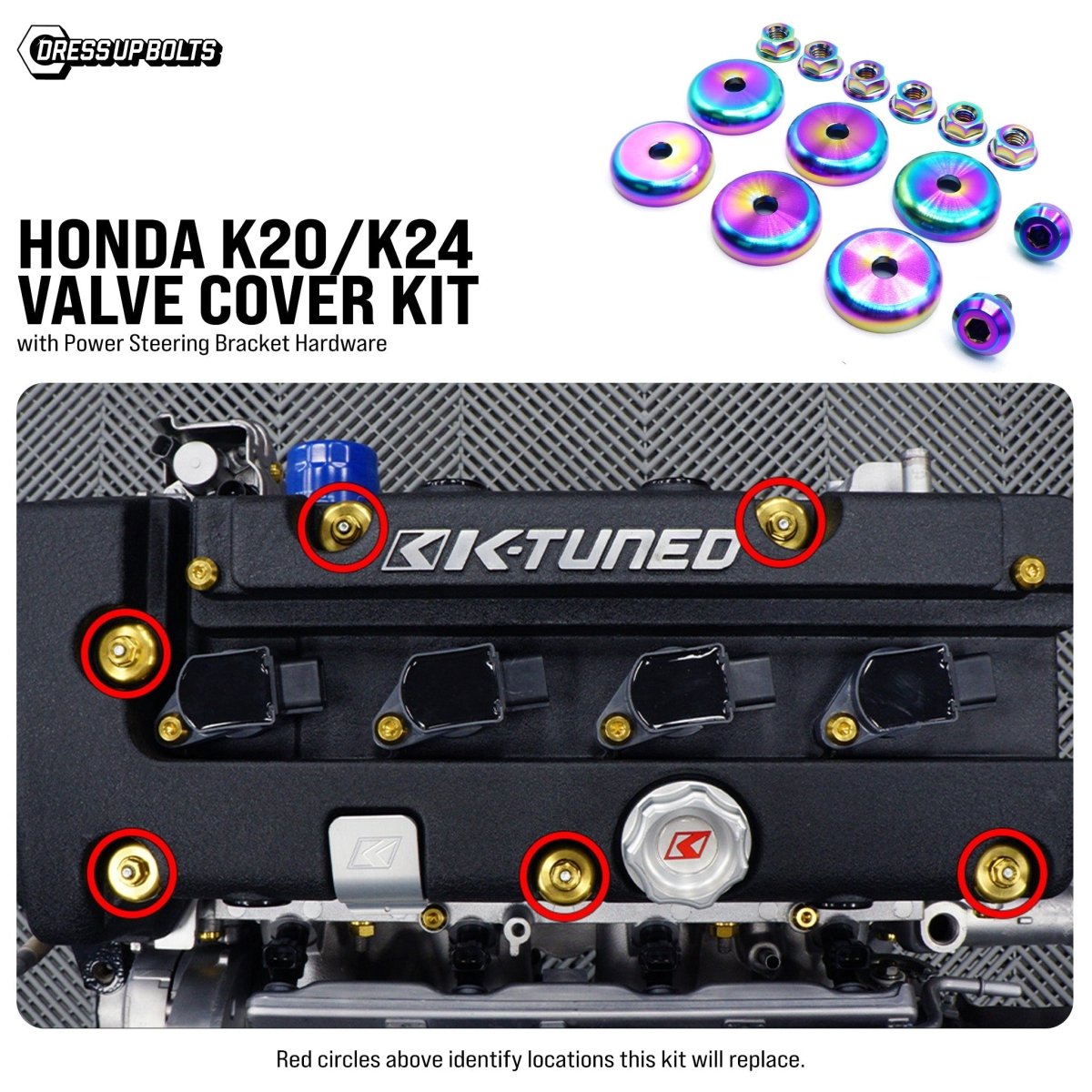 Titanium Hardware Valve Cover Kit - Honda K20/K24 - JDMuscleHardware KitsHON-084-Ti-TBCosmic BurnNo