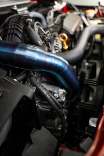 Torque Solution [22 - 25 WRX / 19 - 23 Ascent] Titanium Top Mount Charge Pipe - Burnt Blue | TS - SU - 812BU - JDMuscleCharge PipestqsTS-SU-812BU