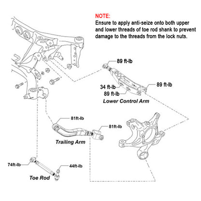 SMY Performance [08-26 WRX, 08-21 STI, 13-25 BRZ, 22-25 GR86] Stealth Pillow Ball CNC Aluminum Adjustable Rear Control Arms