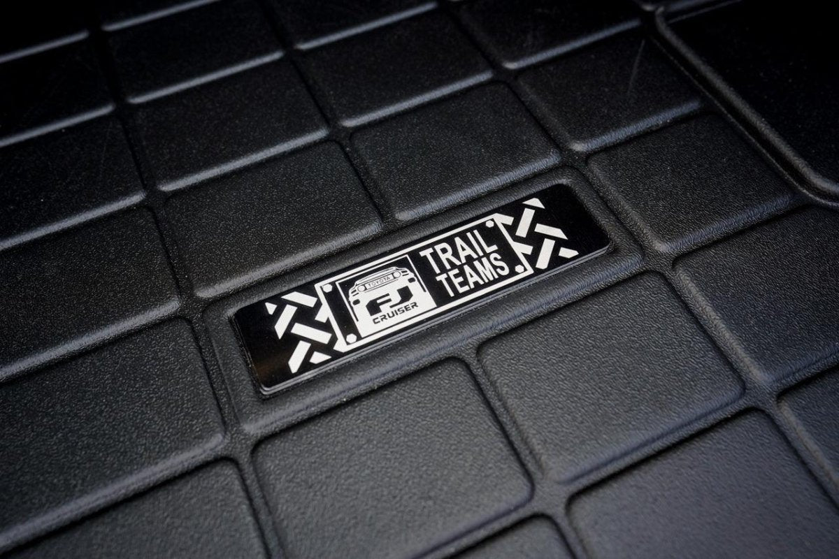 Toyota FJ Cruiser "Trail Teams" Weathertech Floor Mat Logo (Etched Metal) - Universal - JDMuscleWeathertech InsertUNIVERSALWTETCH-FJTT2Trail Teams with Tracks