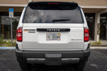 "TOYOTA" Rear Tailgate Emblem Overlays - 2024+ Land Cruiser - JDMuscleEmblems24LC250-RT-TOYOTA-WHWhite